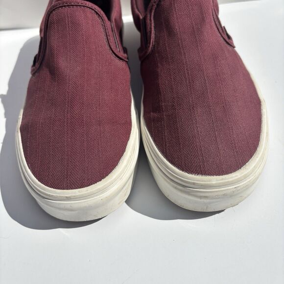Vans Slip-On 59 Herringbone Maroon Burgundy Port Sneakers Women’s Sz 9 #500714 - Picture 3 of 11